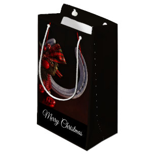 Equestrian Christmas Hanging Horseshoe Photo Small Gift Bag