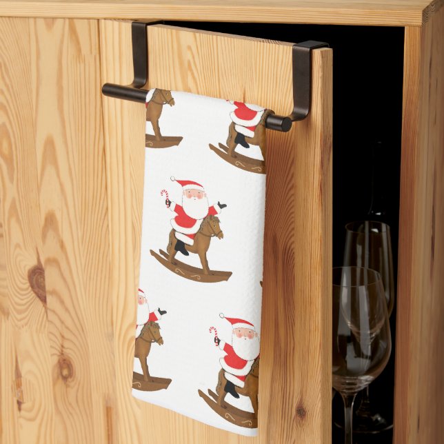Equestrian Christmas Holiday Gift Kitchen Towel (Thirds Fold)