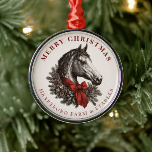 Equestrian Christmas Horse Festive Vintage Holiday Metal Ornament