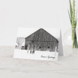 Equestrian Christmas Monochrome Holiday Horse Card