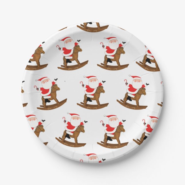 Equestrian Christmas Party Paper Plates (Front)