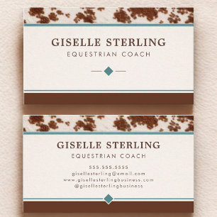 Equestrian Coach Rustic Cowhide Western Business Card
