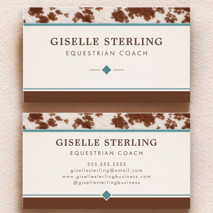 Equestrian Coach Rustic Cowhide Western Business Card