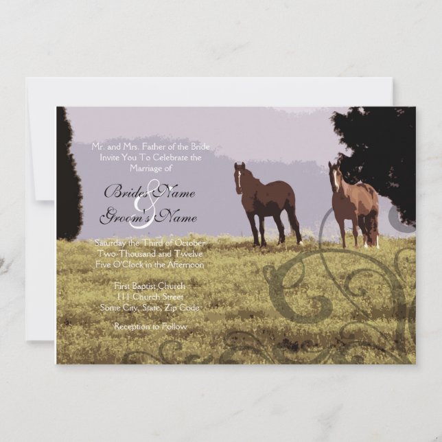 Equestrian Country Wedding Invitation (Front)