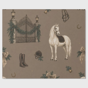 Equestrian Couture Christmas Taupe Wrapping Paper