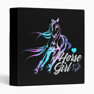 Equestrian Cowgirl Black Country Western Horse 3 Ring Binder