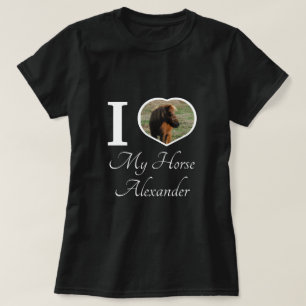 Equestrian Cute I love my horse heart photo name T-Shirt