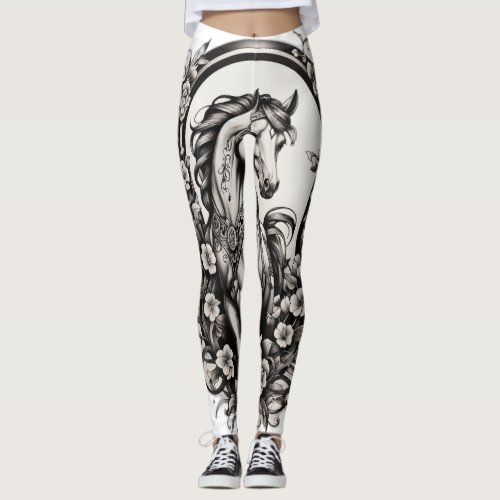 Equestrian Elegance A Collection of Horse Tattoo  Leggings