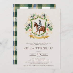 Equestrian Elegant Floral Horse Birthday Party Invitation