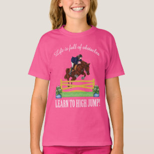 EQUESTRIAN ENGLISH JUMPING HORSE AND RIDER Girl's T-Shirt