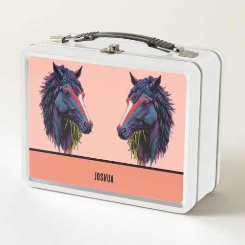 Equestrian Enthusiast Colorful Graffiti Horse  Metal Lunch Box