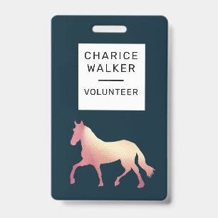 equestrian event rose gold horse monogram name badge
