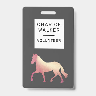 equestrian event rose gold horse monogram name badge