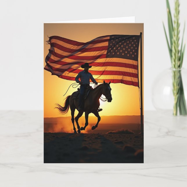 Equestrian Fathers Day Sunset Card (Front)