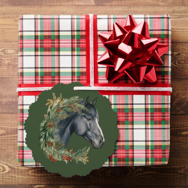 Equestrian Festive Christmas Wreath Horse Holiday Ornament Card (Insitu (Gift))
