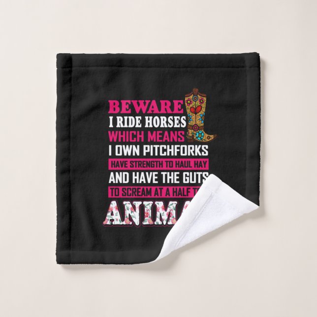 Equestrian Gift | Beware I Ride Horses Wash Cloth (Wash Cloth)