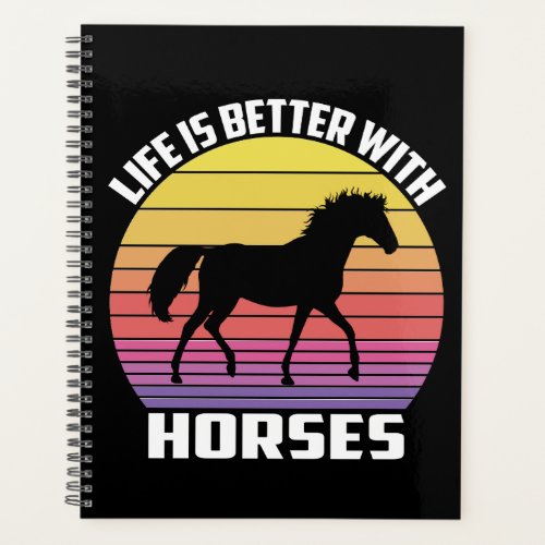 Equestrian Gift Cowgirl Black  Horse Lover Daily   Planner