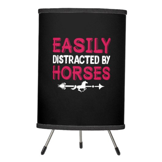 Equestrian Gift | Easily Distracted By Horses Tripod Lamp (Front)