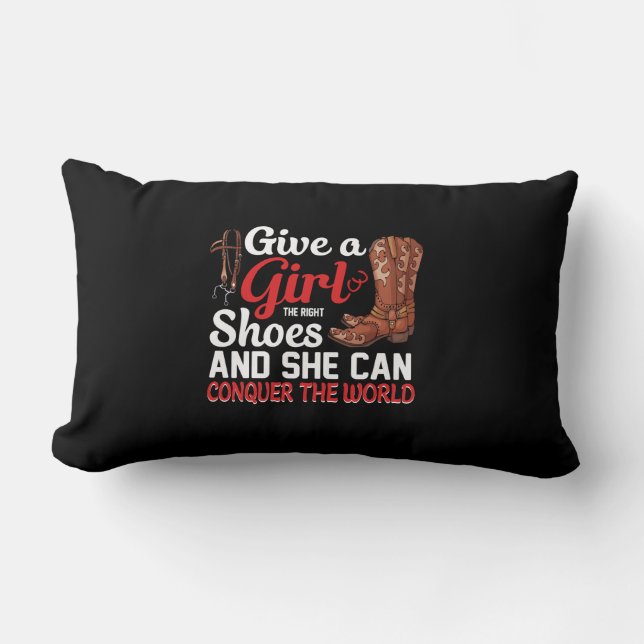 Equestrian Gift | Give A Girl Shoes Lumbar Pillow (Front)