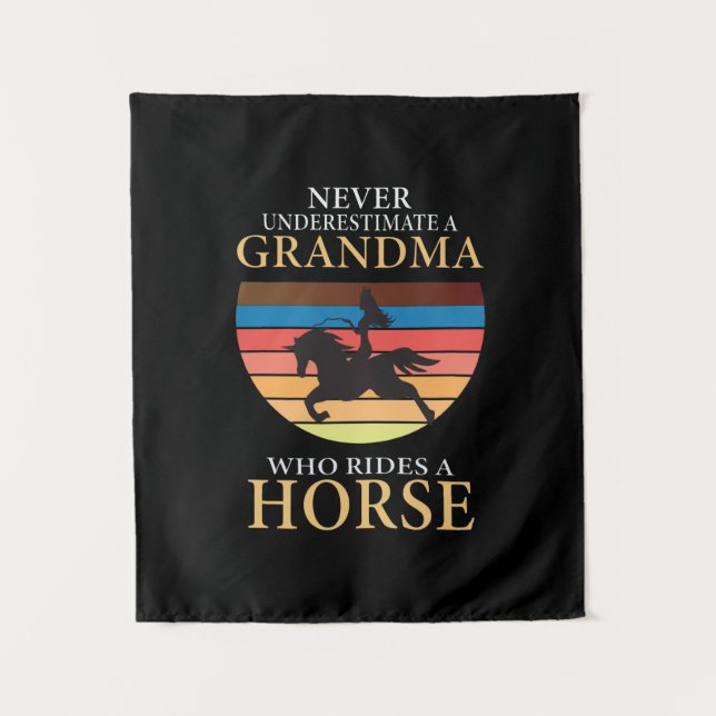 Equestrian Gift | Never Underestimate A Grandma Tapestry (Front)