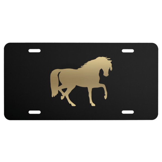 Equestrian - Gold Horse License Plate (Front)