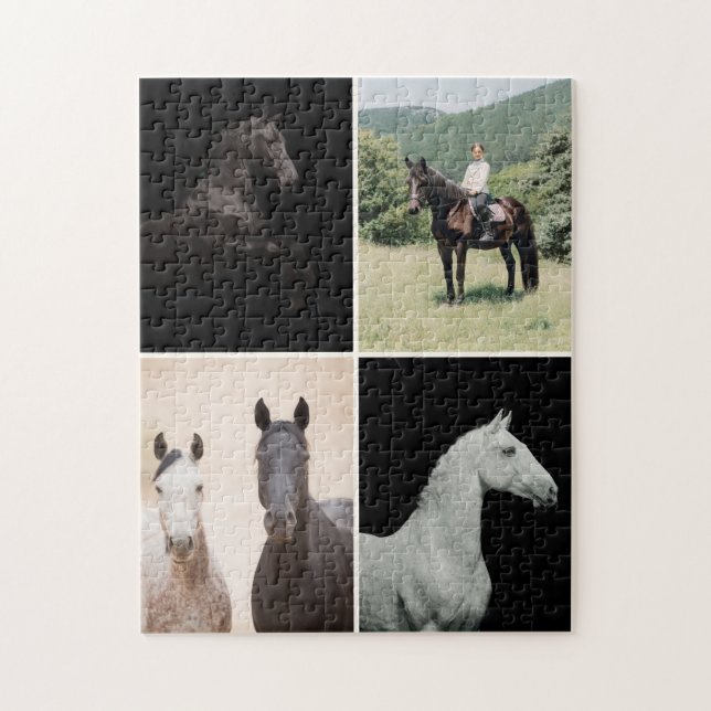Equestrian Horse 4 Photo Collage Simple Custom Jigsaw Puzzle (Vertical)