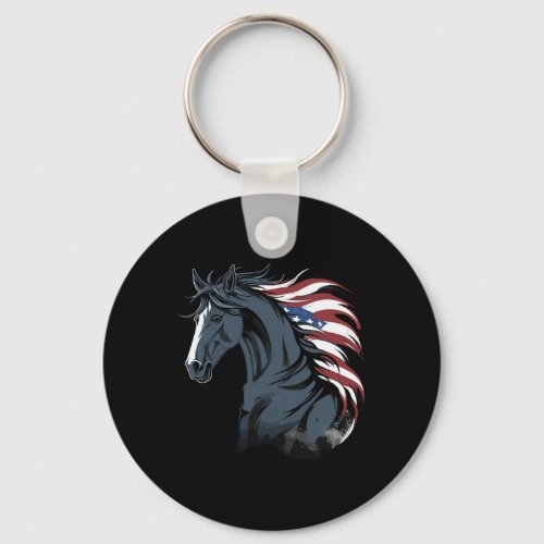 Equestrian Horse American Flag Horseback Riding Co Keychain