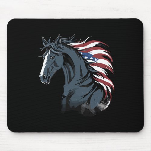 Equestrian Horse American Flag Horseback Riding Co Mouse Pad