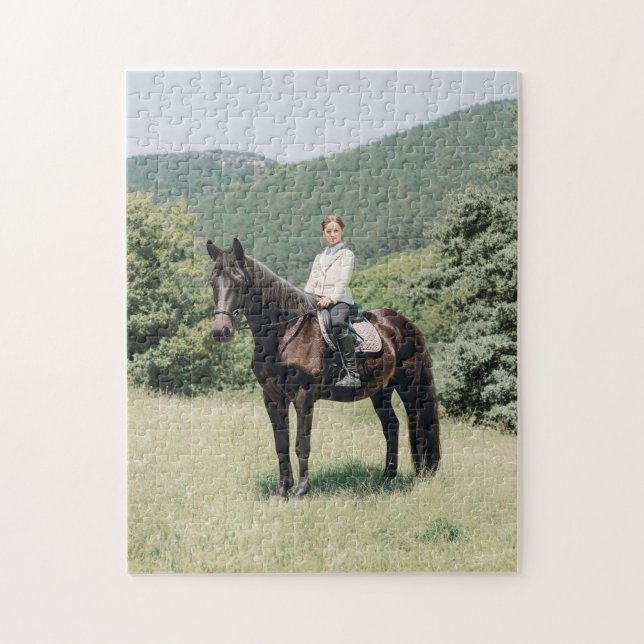Equestrian Horse Custom Photo Unique Jigsaw Puzzle (Vertical)
