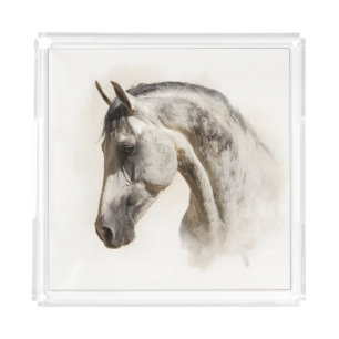 Equestrian Horse Elegant Art Equine Painting Acrylic Tray