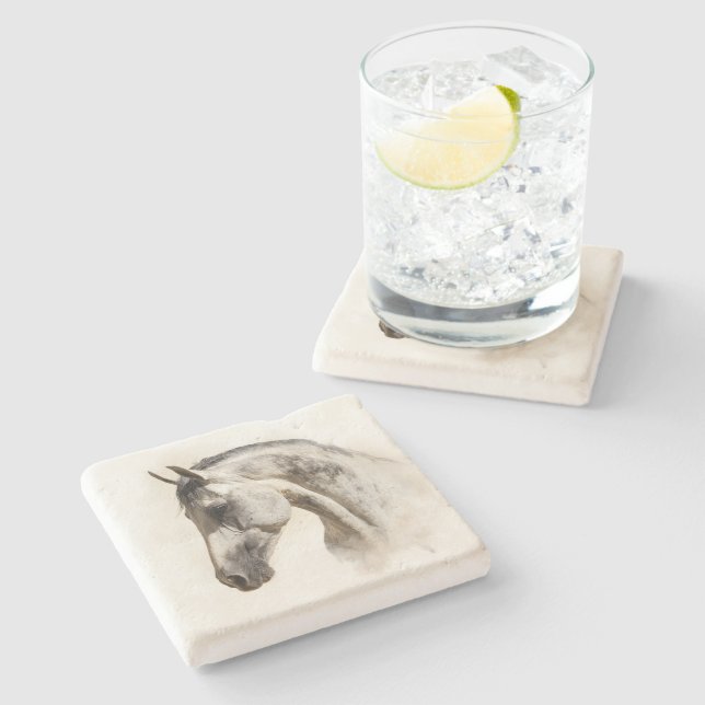 Equestrian Horse Elegant Art Equine Painting Stone Coaster (Side)