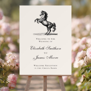 Equestrian Horse Elegant Classic Wedding Welcome Foam Board