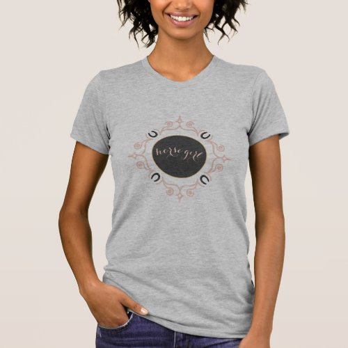 Equestrian Horse Girl Lucky Horse Shoe T_Shirt