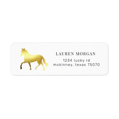 equestrian horse gold foil Return Address Label