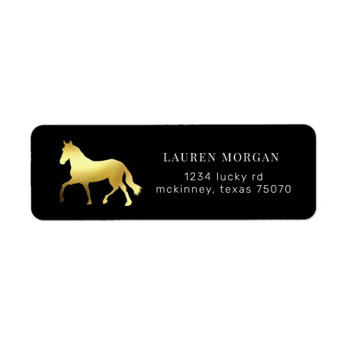 equestrian horse gold foil Return Address Label