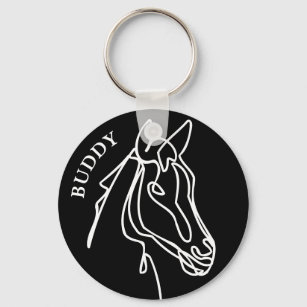 Equestrian horse head outline sketch drawing  keychain