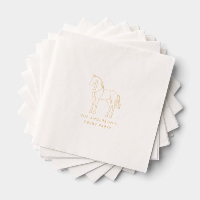 Equestrian Horse Illustration Derby Party Racing Foil Napkins (Insitu (Stacked))