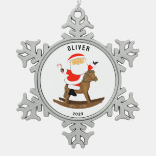 Equestrian Horse Lover Collectible Snowflake Pewter Christmas Ornament