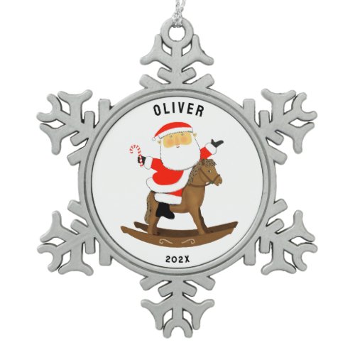 Equestrian Horse Lover Collectible  Snowflake Pewter Christmas Ornament