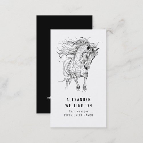 Equestrian Horse Modern Minimalist Equine Drawing Business Card