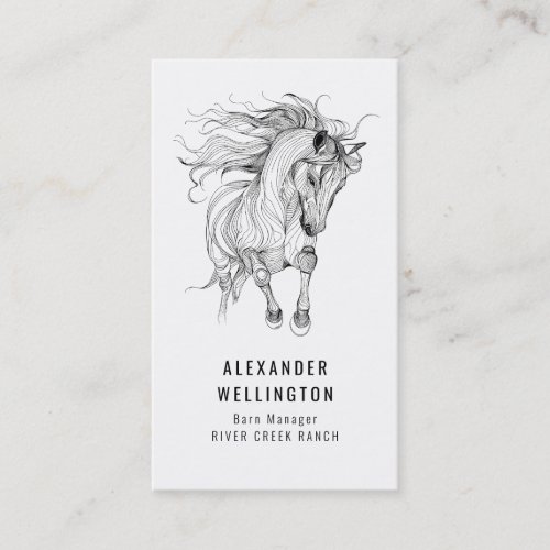 Equestrian Horse Modern Minimalist Equine Drawing Business Card