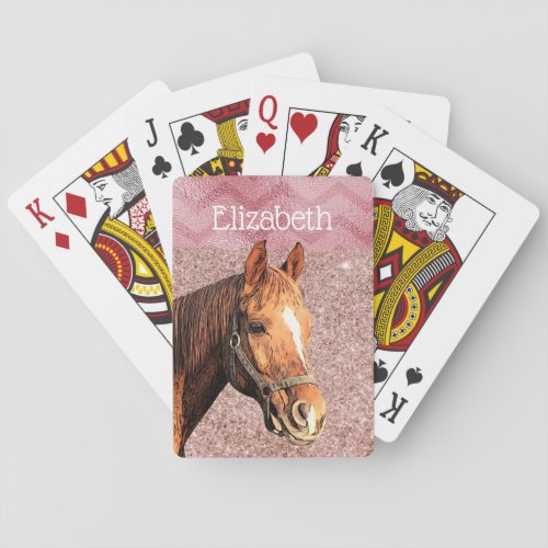 Equestrian Horse Pink Name Chic Riding Poker Cards