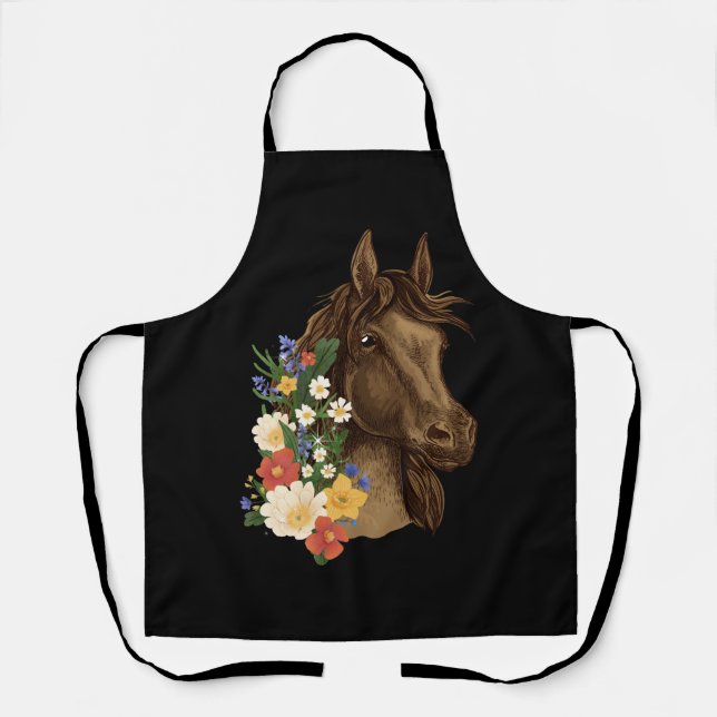 Equestrian Horse Portrait Western CowGirl Horsebac Apron (Front)