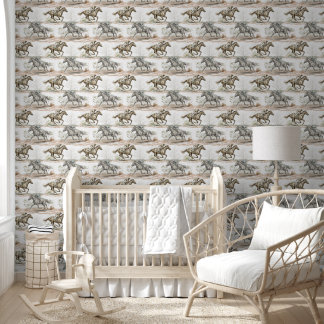 Equestrian horse racing room decor wallpaper 