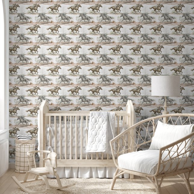 Equestrian horse racing room decor wallpaper  (Kids)