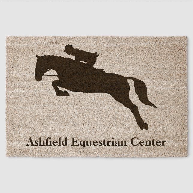 Equestrian Horse Rider Custom Name Text Fiber Doormat (Front)