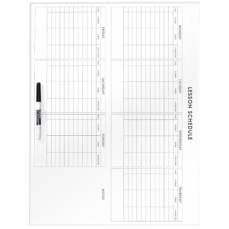 Equestrian Horse Riding Barn Lesson Schedule Dry Erase Board Zazzle