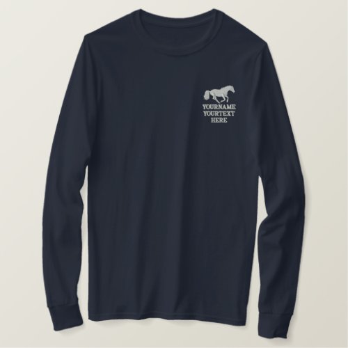 Equestrian horse riding pony club embroidered long sleeve T_Shirt