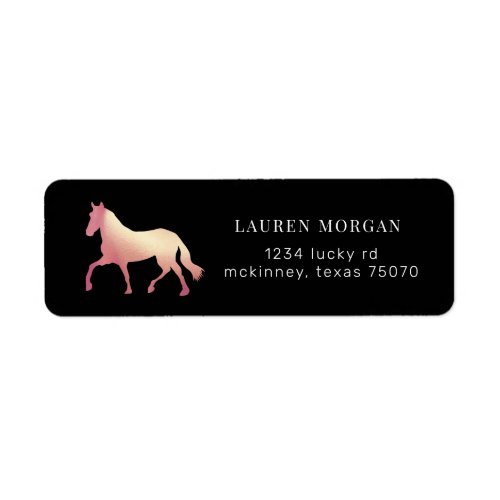 equestrian horse rose gold Return Address Label