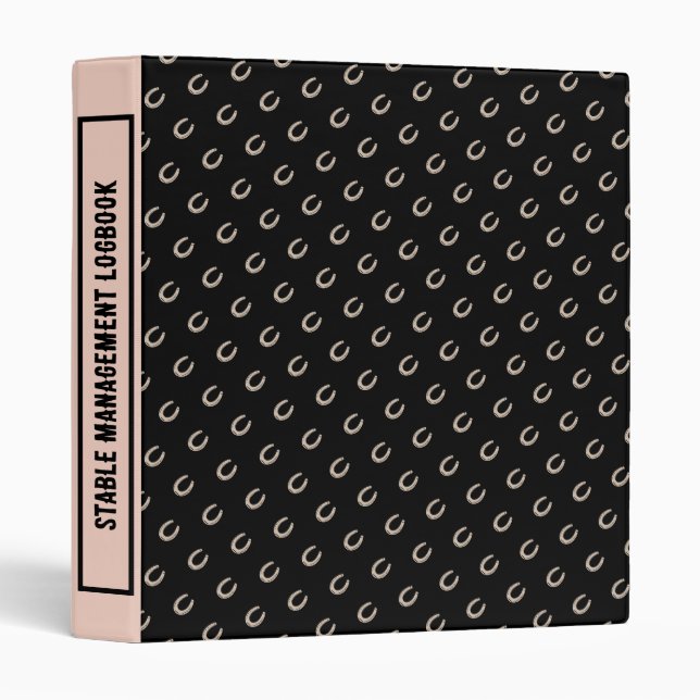 Equestrian Horse Shoe Barn Chores Logbook  3 Ring Binder (Front/Spine)